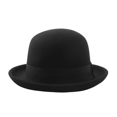Rolled Edge Charlie Chaplin Hat Wool Bowler - hatsXcaps