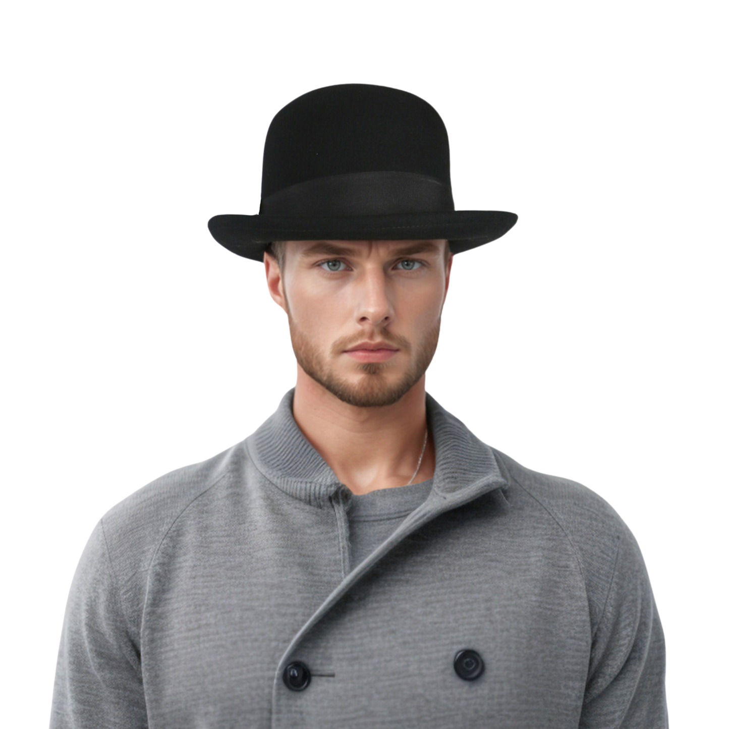 Rolled Edge Charlie Chaplin Hat Wool Bowler for Men & Women - hatsXcaps