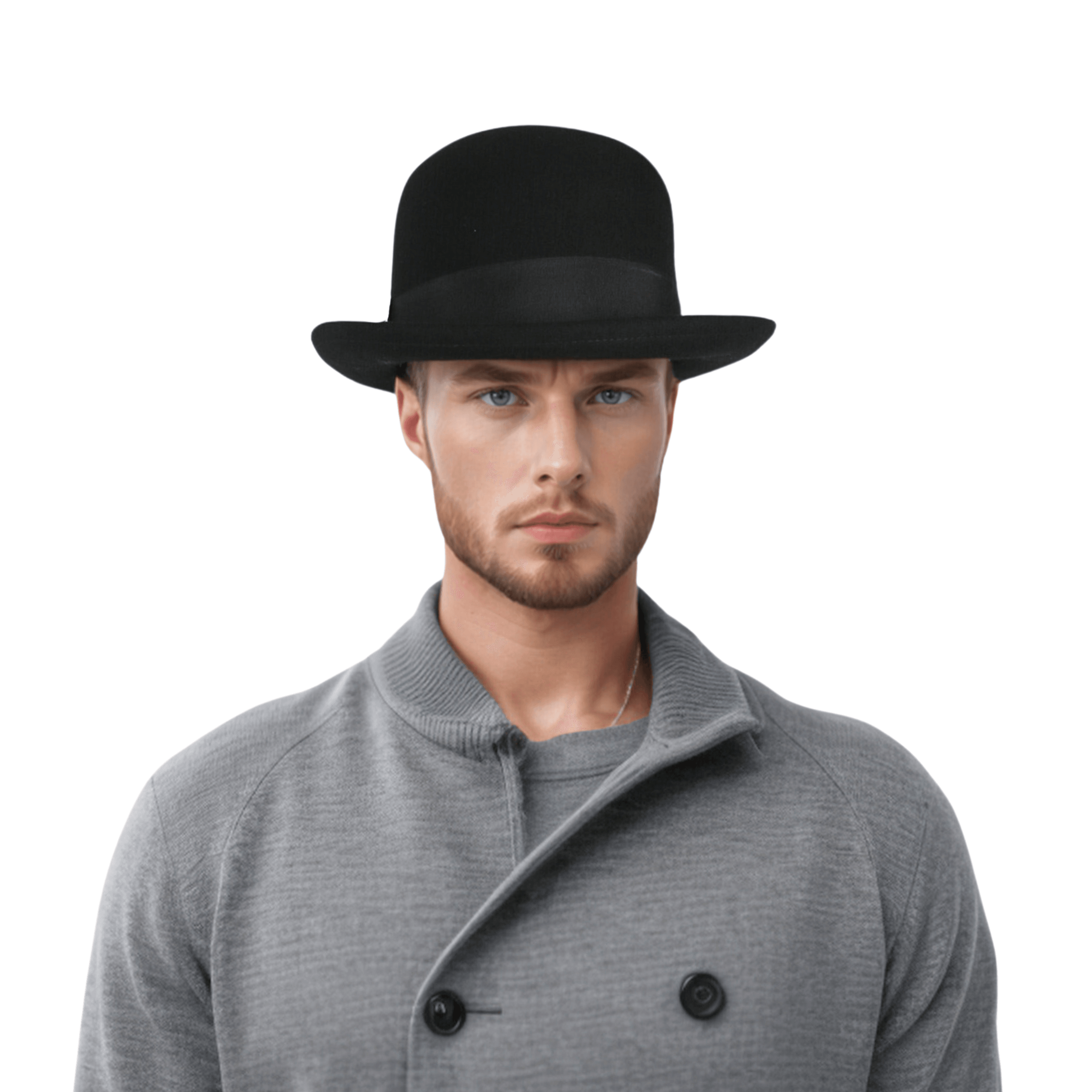Rolled Edge Charlie Chaplin Hat Wool Bowler - hatsXcaps