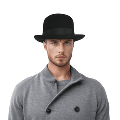 Rolled Edge Charlie Chaplin Hat Wool Bowler - hatsXcaps