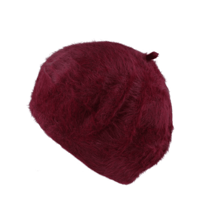 Classic Warm Beret Hats for Women Angora Furry French - hatsXcaps