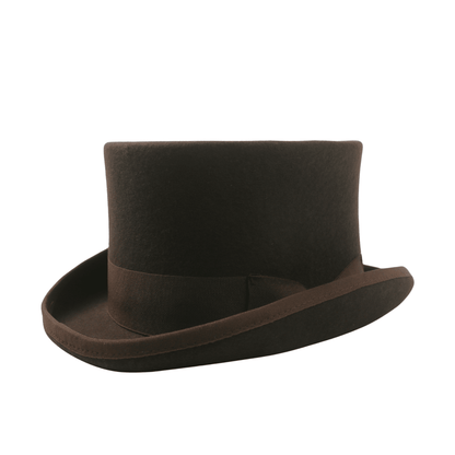 Wool felt Top Hats for Men Removable Feather High Crown - hatsXcaps