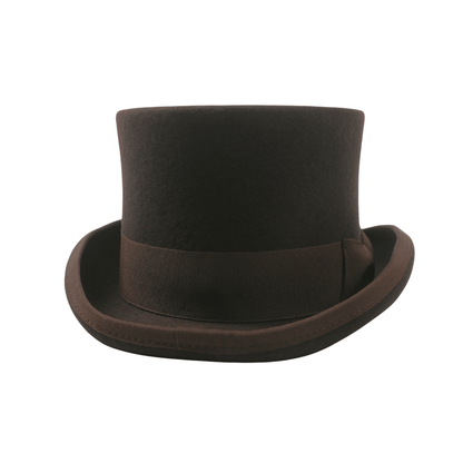 Wool felt Top Hats for Men Removable Feather High Crown - hatsXcaps