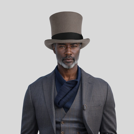 Classic Black Bow Wool felt Victoria Top Hats for Men and Women - hatsXcaps
