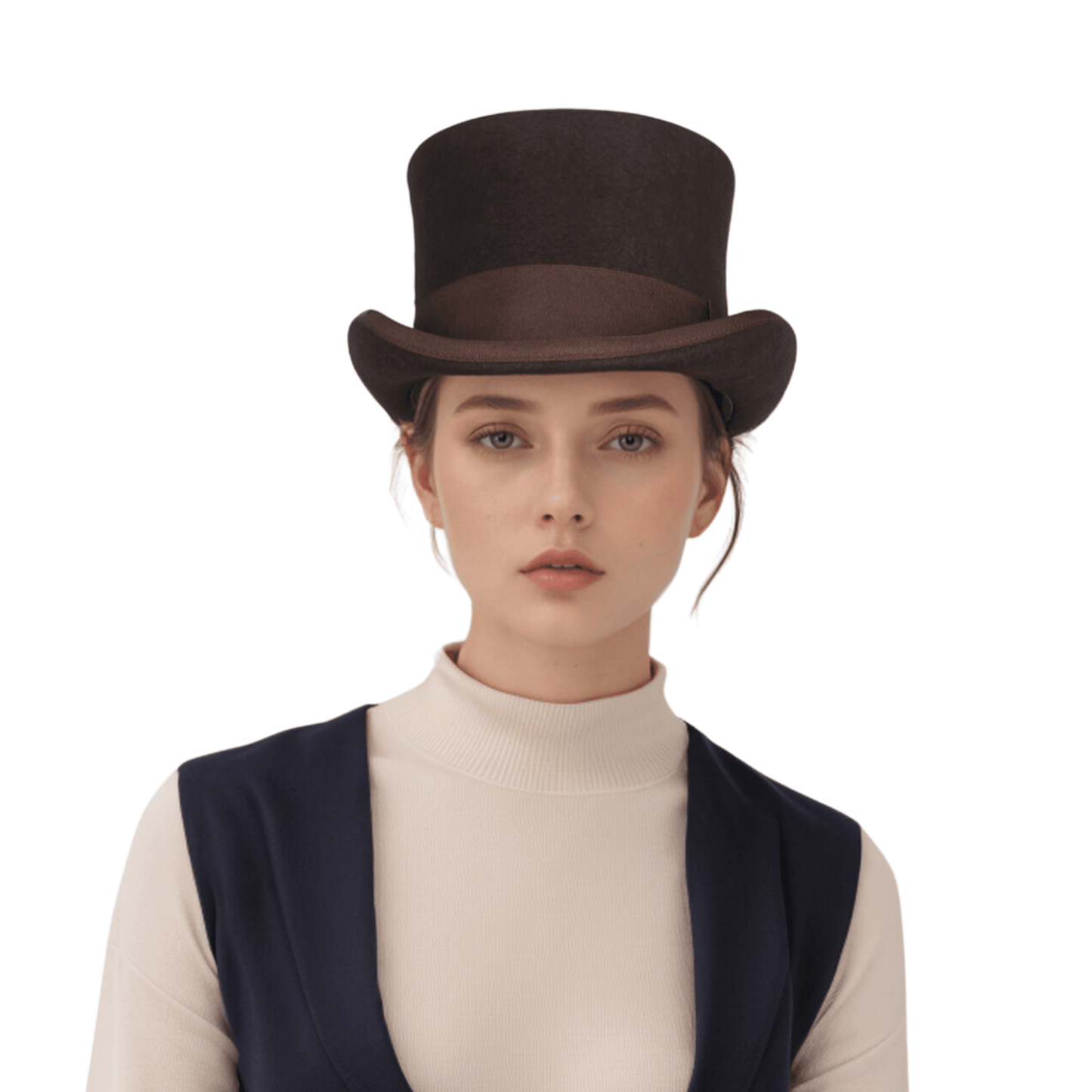 Wool felt Top Hats for Men Removable Feather High Crown - hatsXcaps