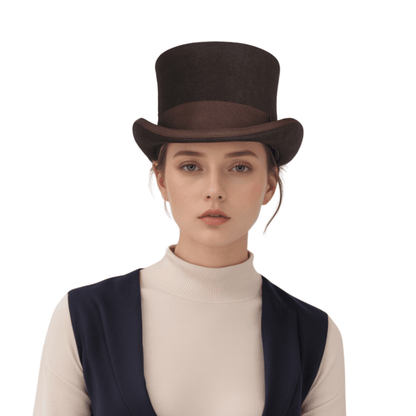 Wool felt Top Hats for Men Removable Feather High Crown - hatsXcaps