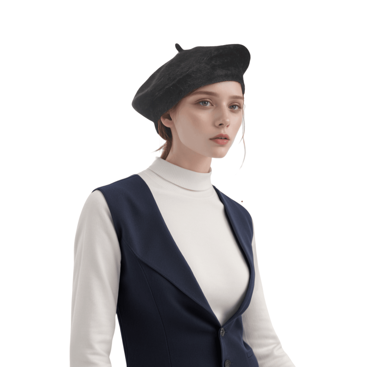 Classic Warm Beret Hats for Women Angora Furry French - hatsXcaps