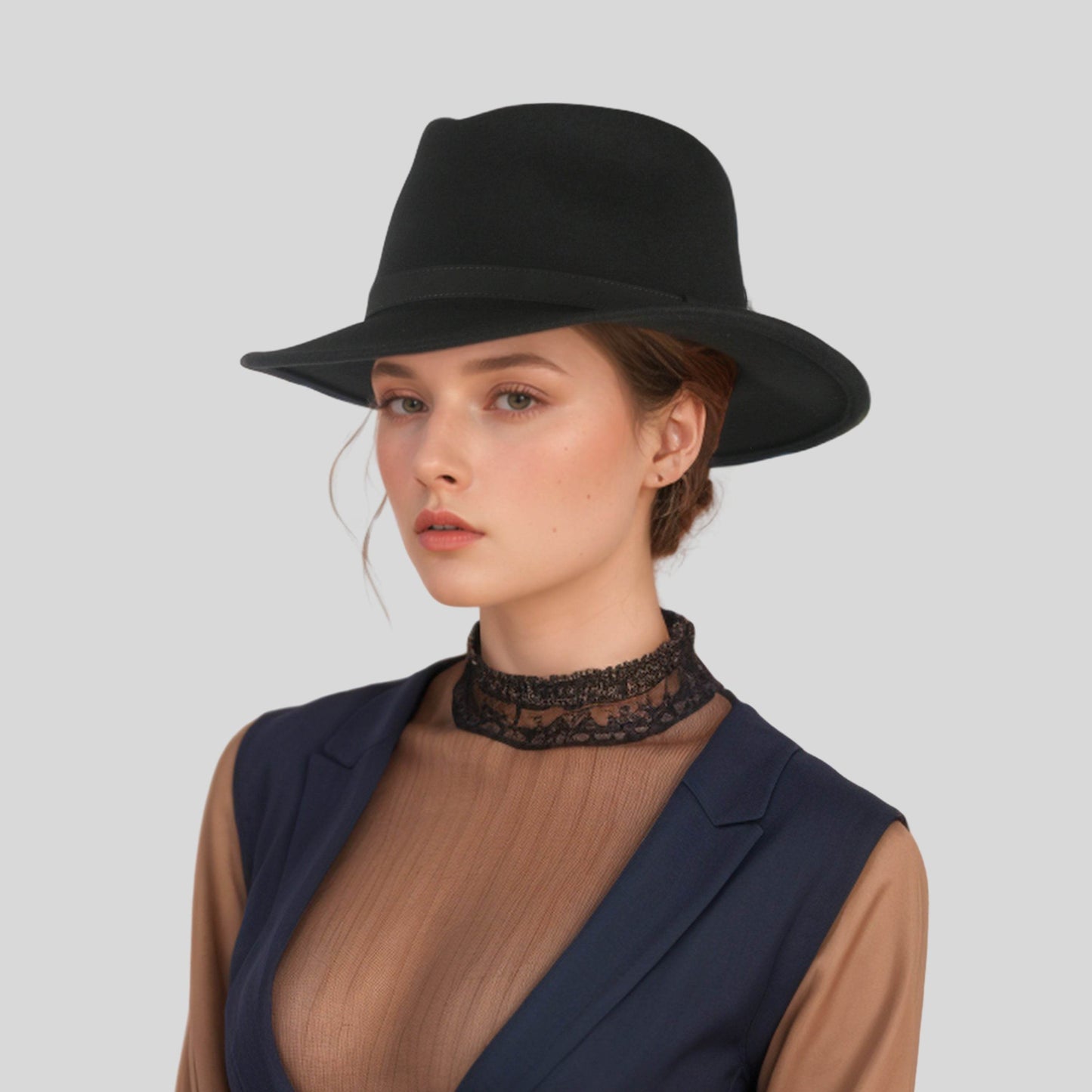 Wide Brim Classic Trilby Fedora Hat for Men & Women - hatsXcaps