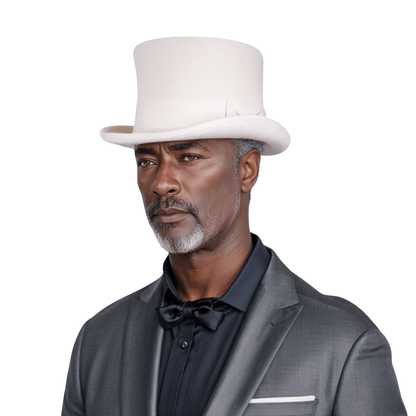 Wool felt Top Hats for Men Removable Feather High Crown - hatsXcaps