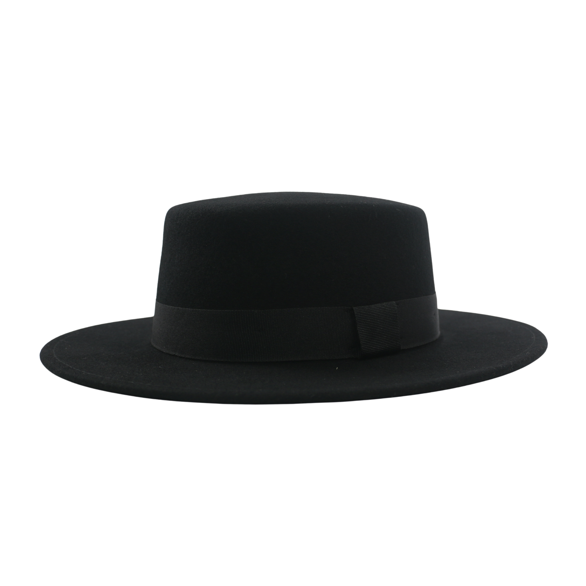 Unisex Wool Felt Wide Stiff Brim Pork Pie Hat with Sweatband - hatsXcaps
