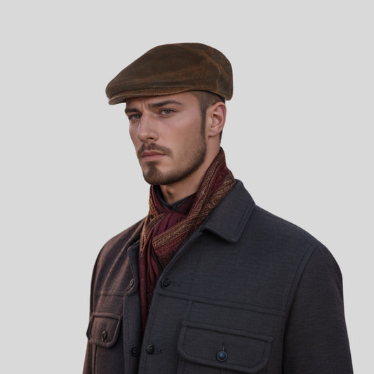 Sheepskin Leather Vintage Distressed Cap for Men & Women - hatsXcaps