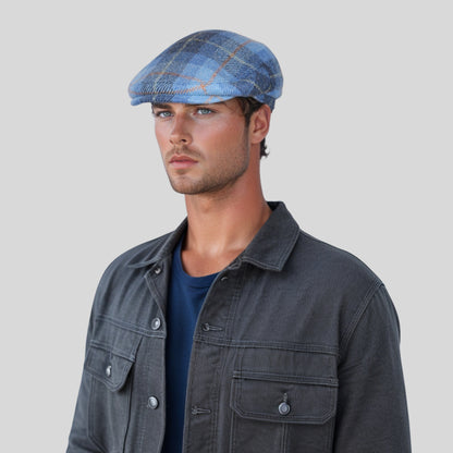 Unisex Scottish Classic Plaid Ivy Wool Flat Cap - hatsXcaps