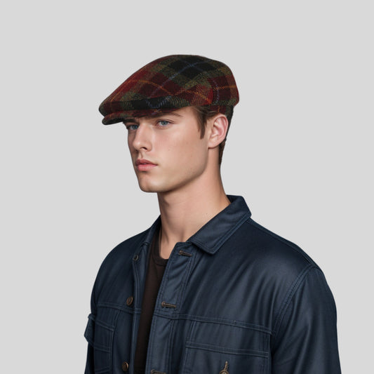 Unisex Scottish Classic Plaid Ivy Wool Flat Cap - hatsXcaps