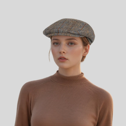 Unisex Scottish Classic Plaid Ivy Wool Flat Cap - hatsXcaps