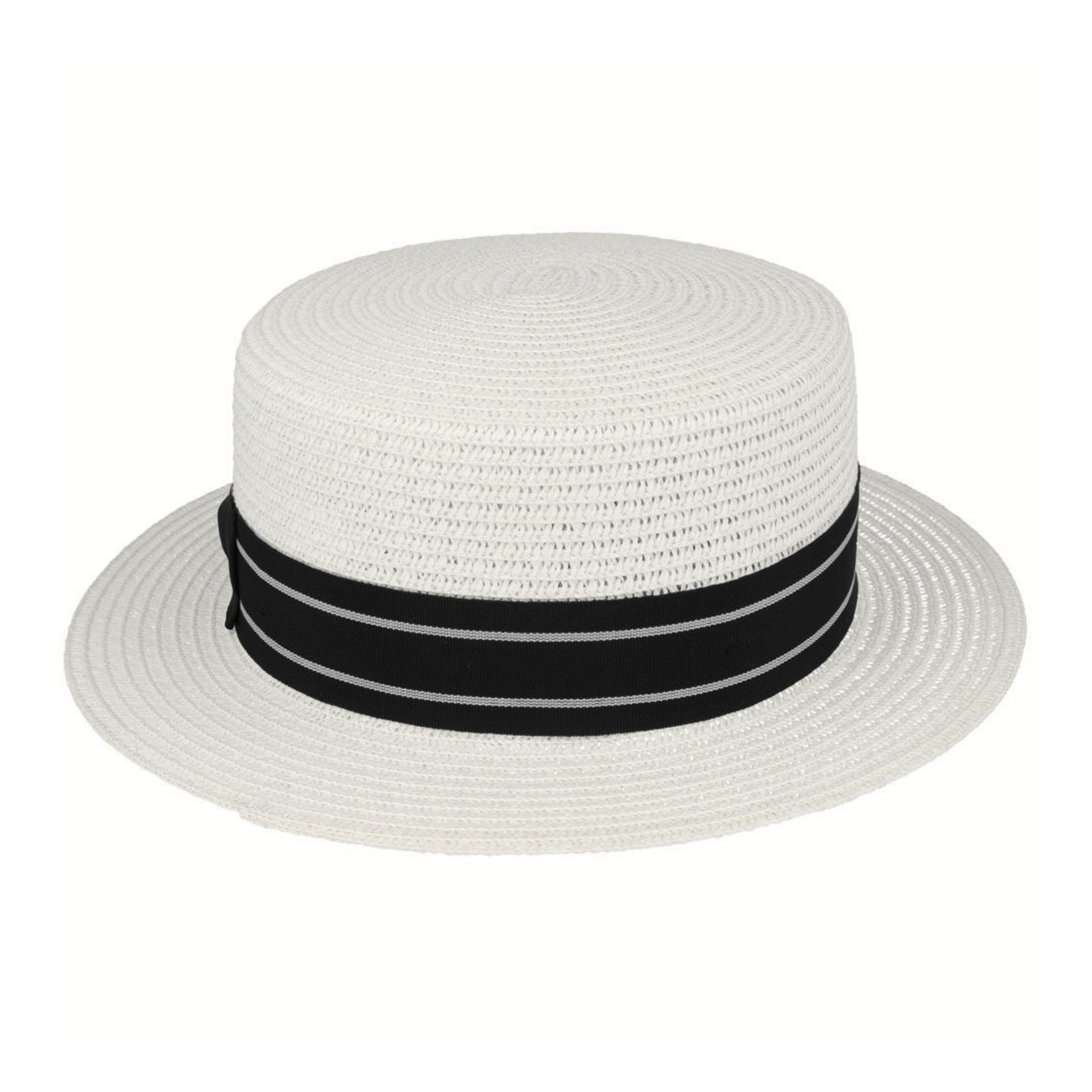 Women Straw Pork Pie Boater Summer Hat with Sweatband - hatsXcaps
