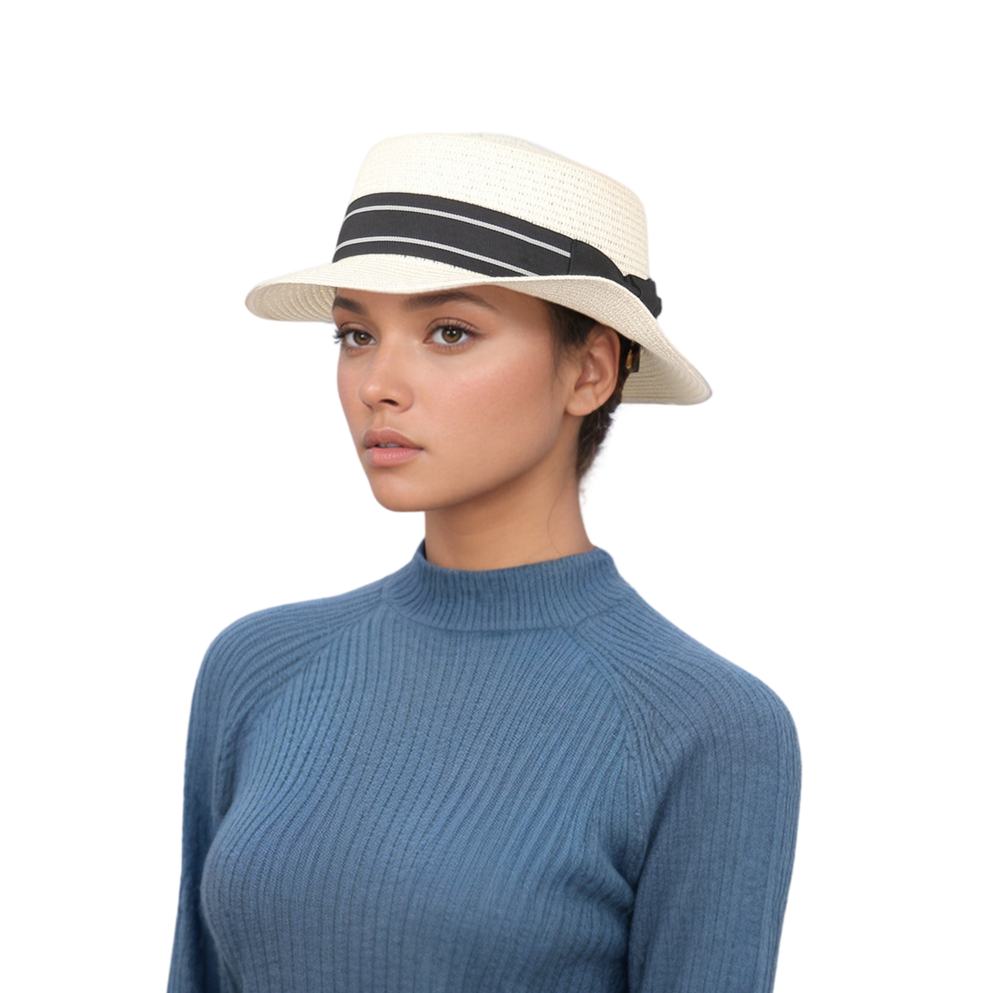 Women Straw Pork Pie Boater Summer Hat with Sweatband - hatsXcaps