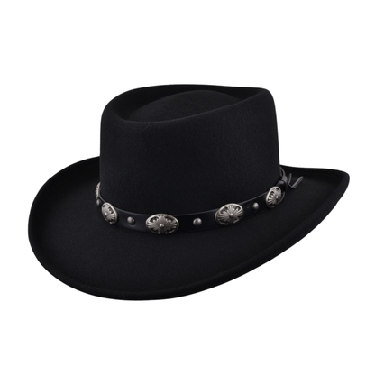 Wool Felt Gambler Hat, Wide Brim Cowboy Hat