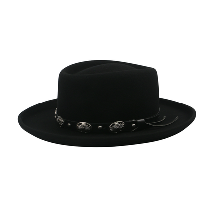 Wool Felt Gambler Hat, Wide Brim Cowboy Hat
