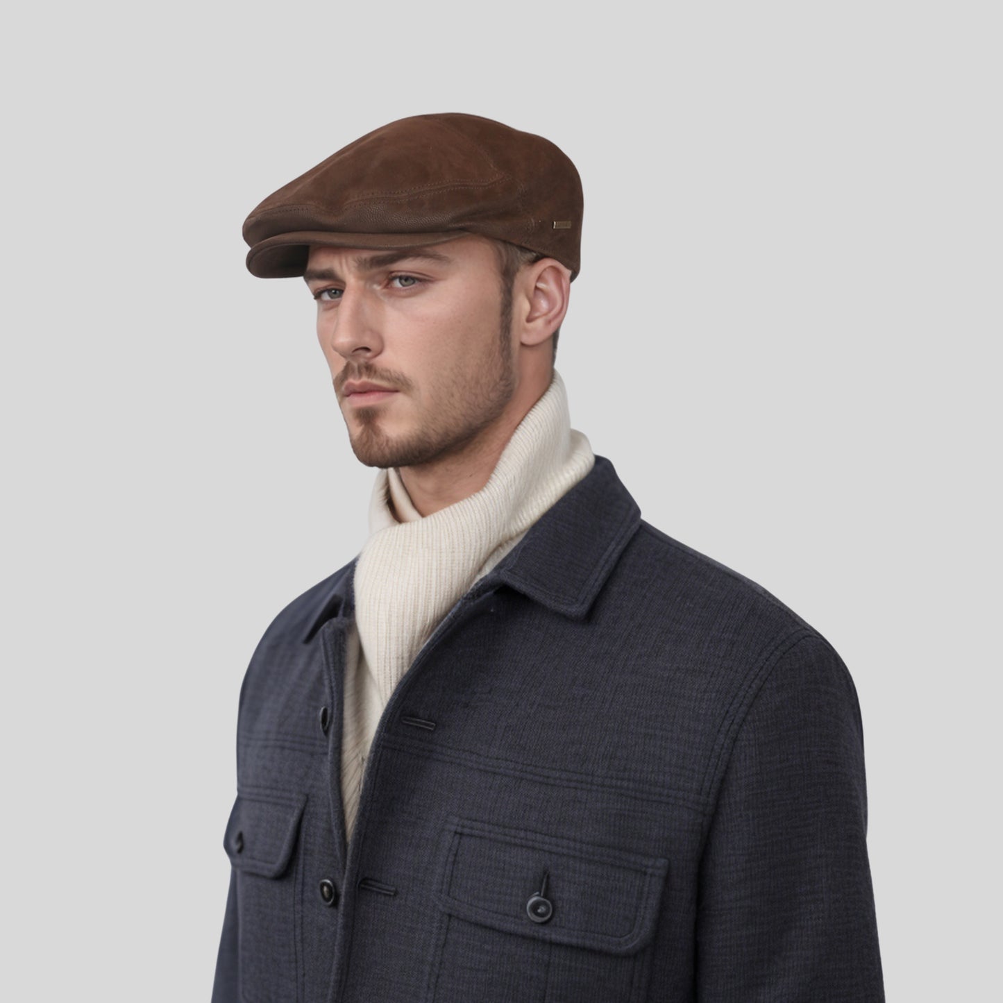 Unisex Sheepskin Leather Flat Cap with Cotton Lining - hatsXcaps