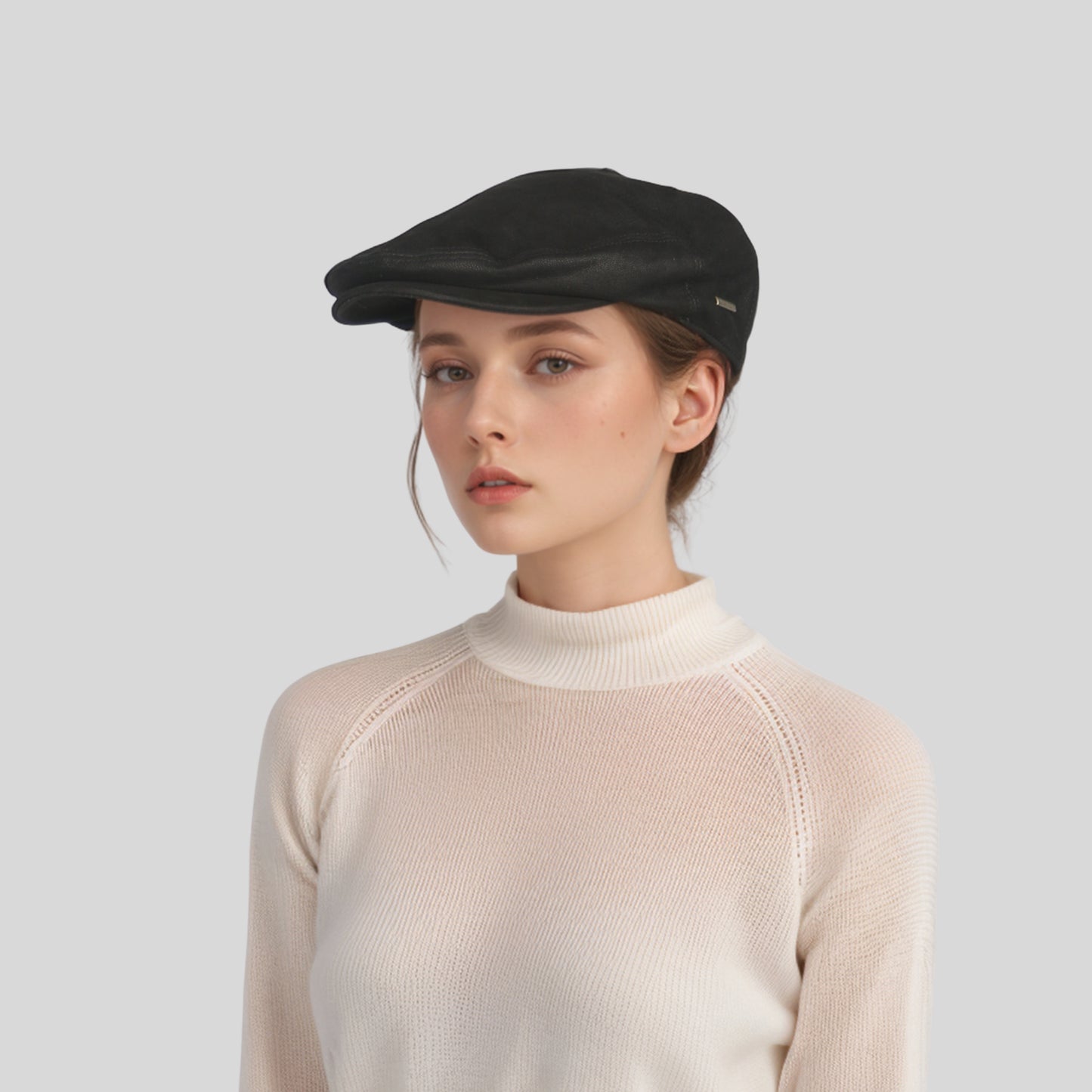 Unisex Sheepskin Leather Flat Cap with Cotton Lining - hatsXcaps