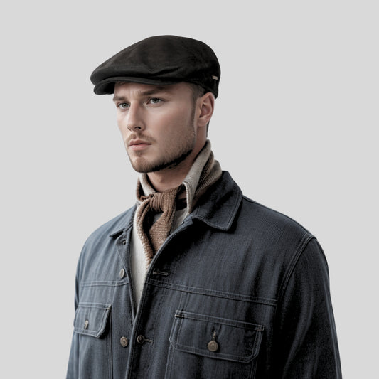 Unisex Sheepskin Leather Flat Cap with Cotton Lining - hatsXcaps