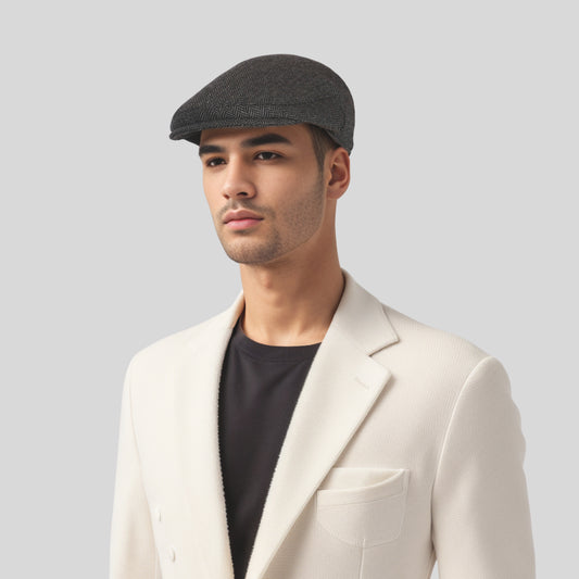 Unisex Wool Herringbone Gatsby Flat Cap - hatsXcaps