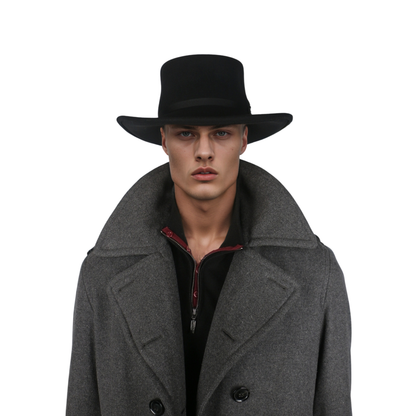 Wool Felt Gambler Hat, Wide Brim Cowboy Hat