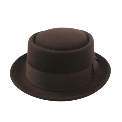 Unisex Wool Felt Pork Pie Hat Crush-able Water-Resistant - hatsXcaps