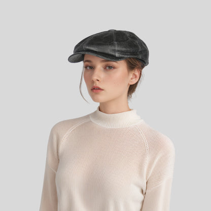 Newsboy Leather Caps for Men and Women - 100% Sheepskin - hatsXcaps