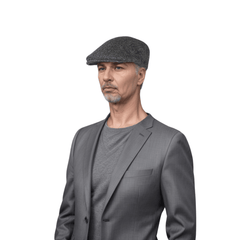 Unisex Flat Cap Pure Wool Herringbone Tweed Newsboy - hatsXcaps