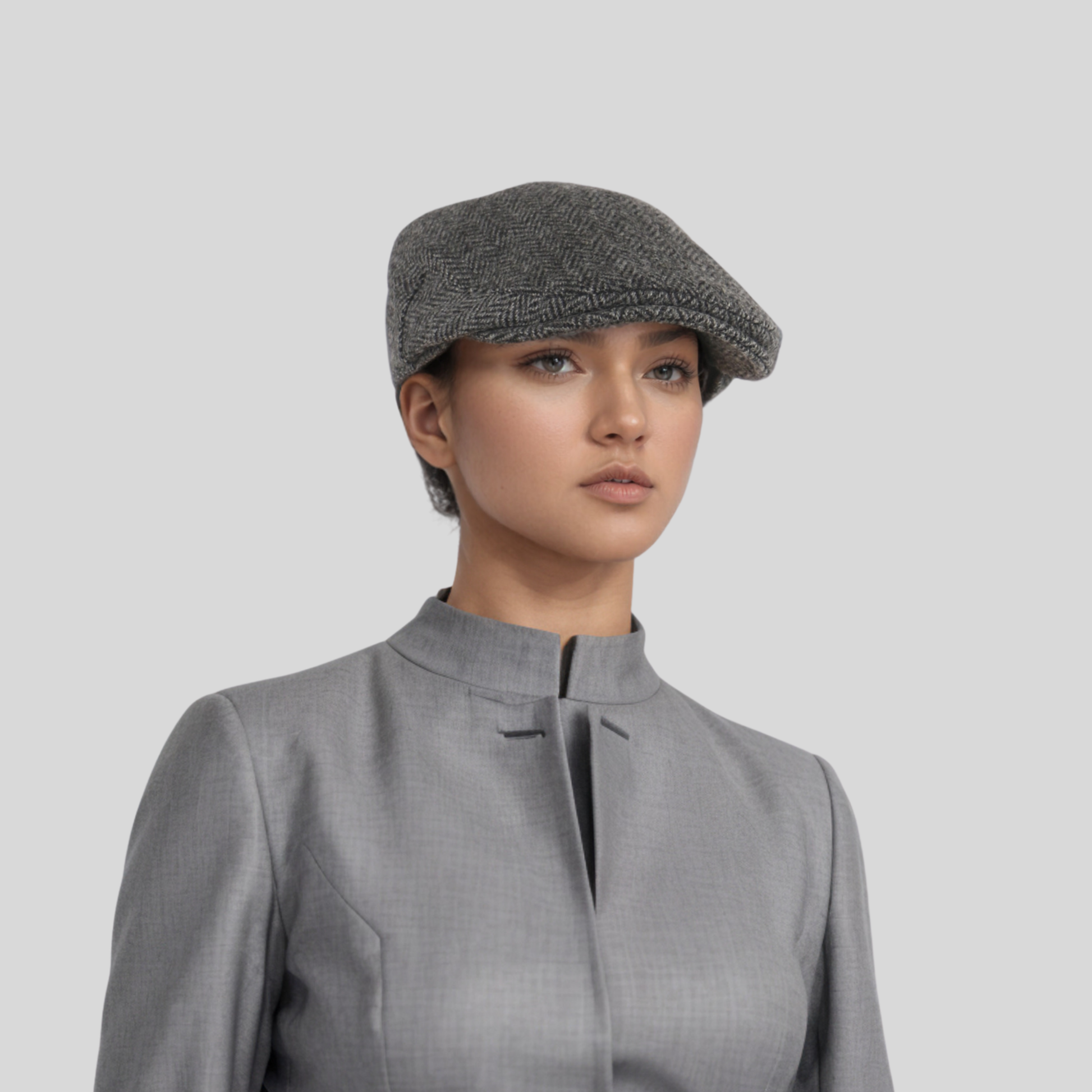 Unisex Flat Cap Pure Wool Herringbone Tweed Newsboy - hatsXcaps