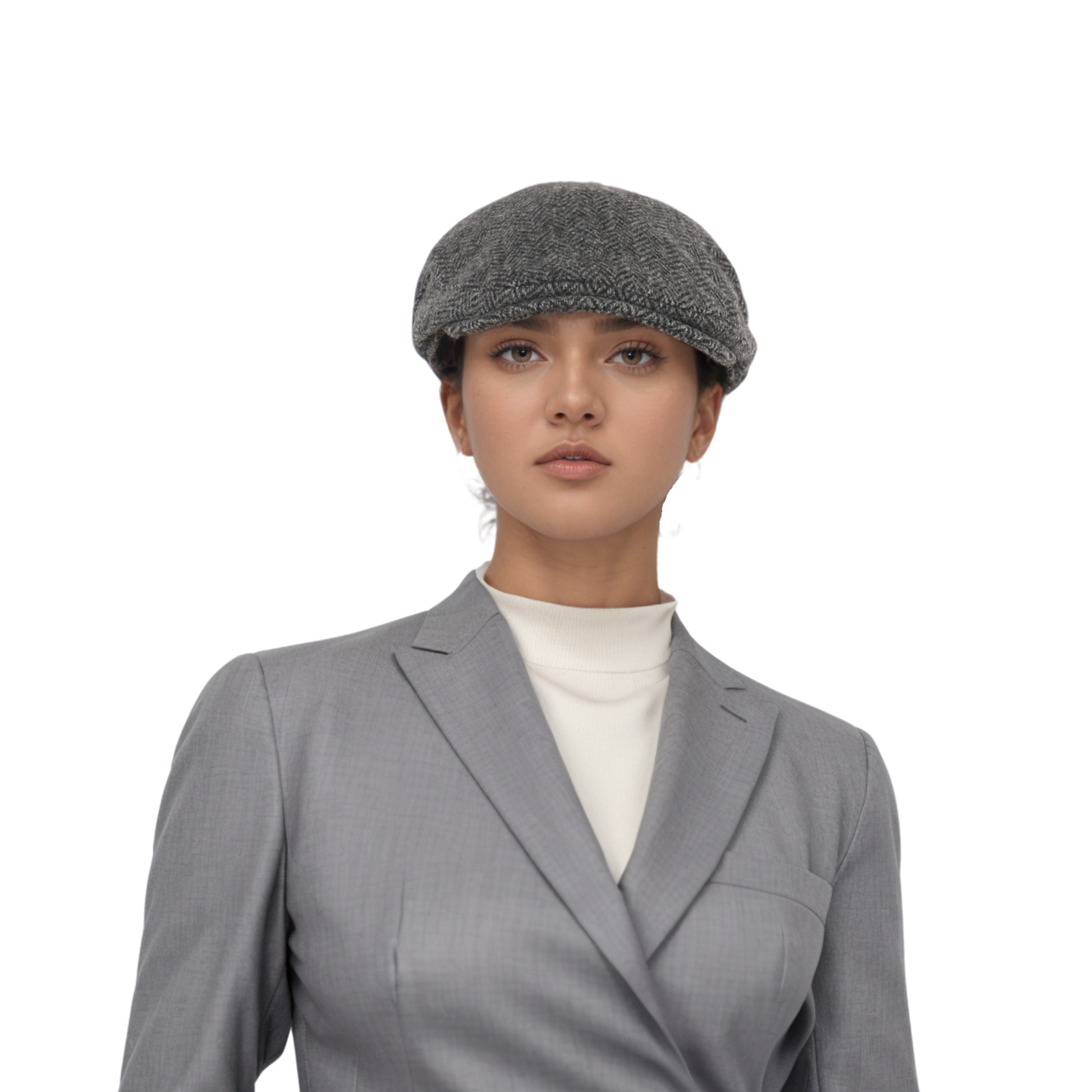Unisex Flat Cap Pure Wool Herringbone Tweed Newsboy - hatsXcaps