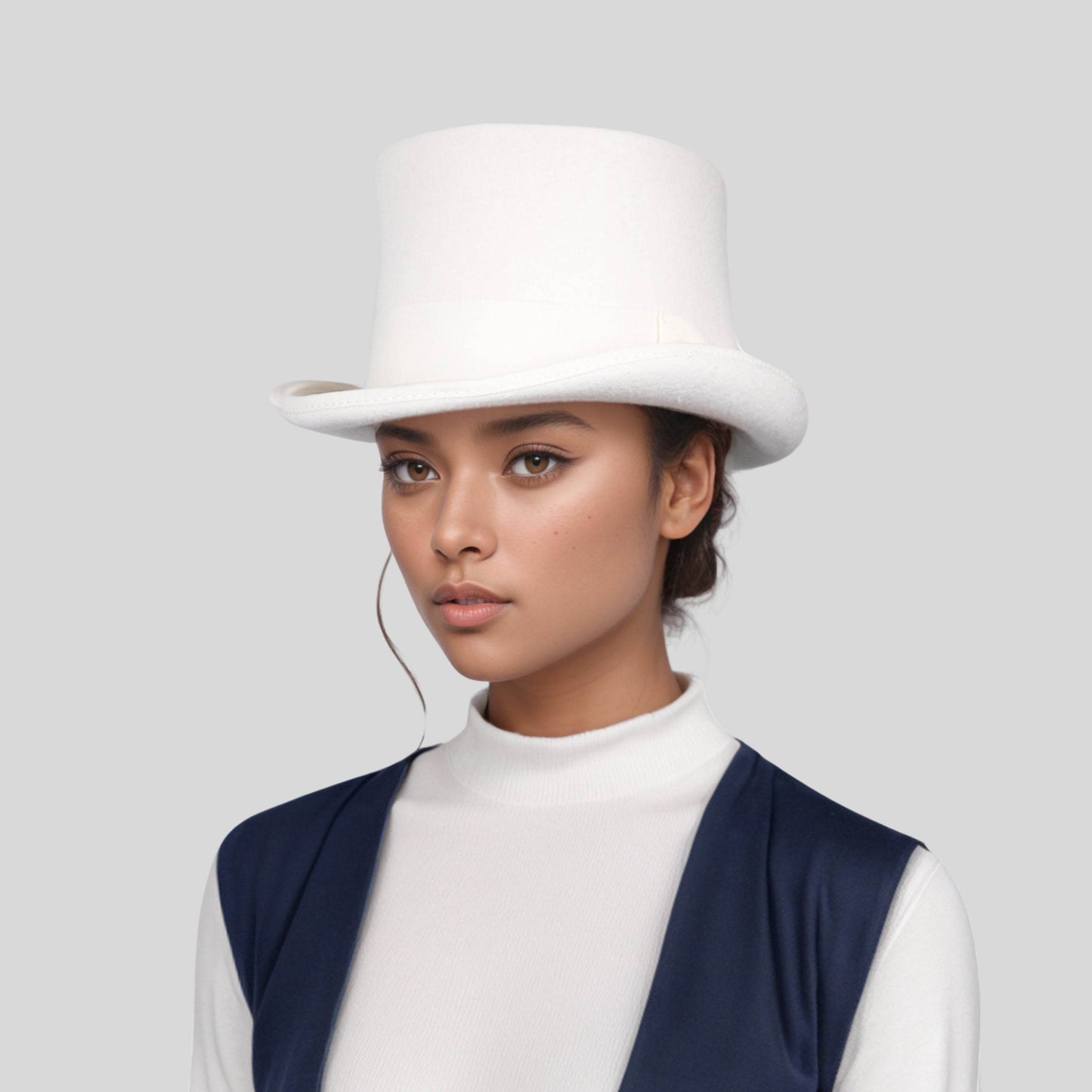 Wool felt Top Hats for Men Removable Feather High Crown - hatsXcaps
