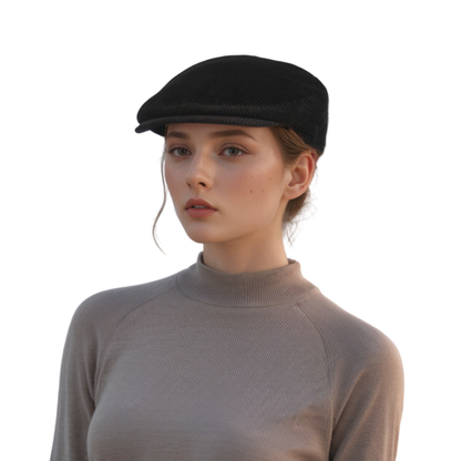 Unisex Cotton Corduroy Flat Cap for Men and Women - hatsXcaps