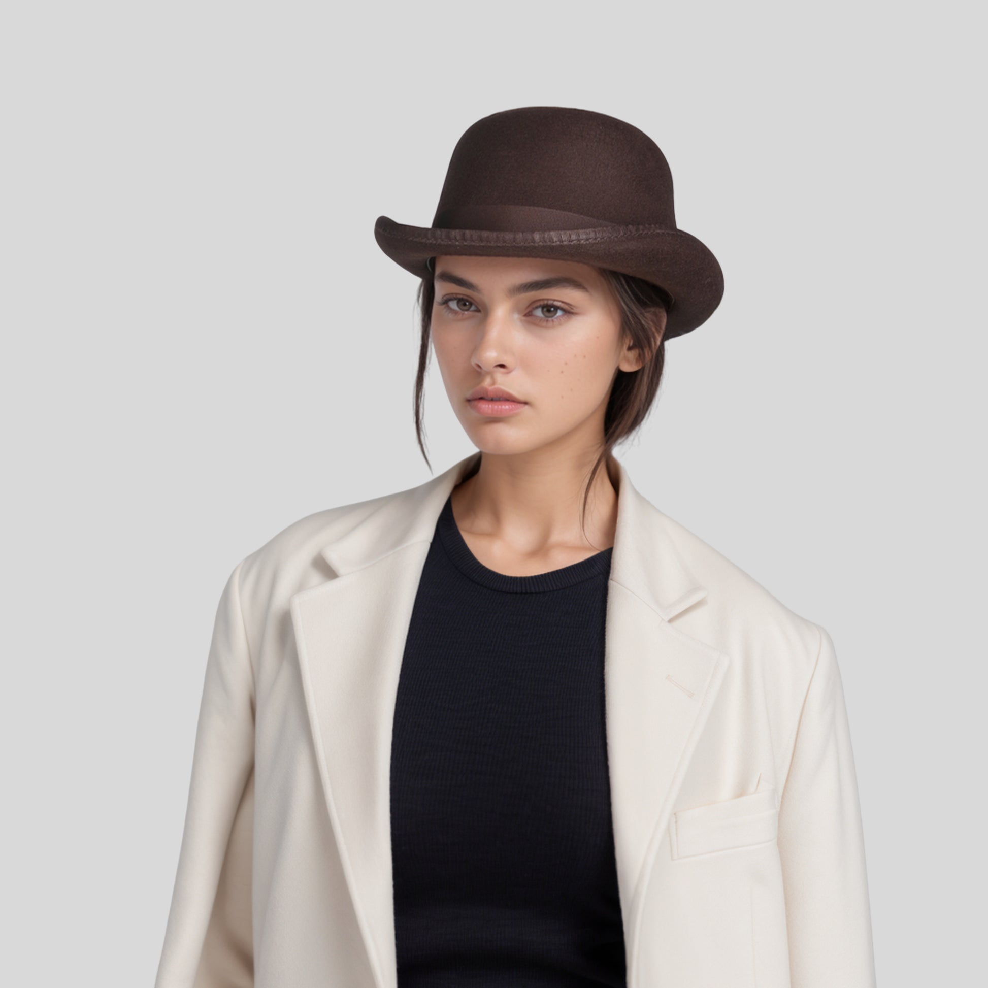 Made from Stiff Wool Felt Bowler Hat for Men - hatsXcaps