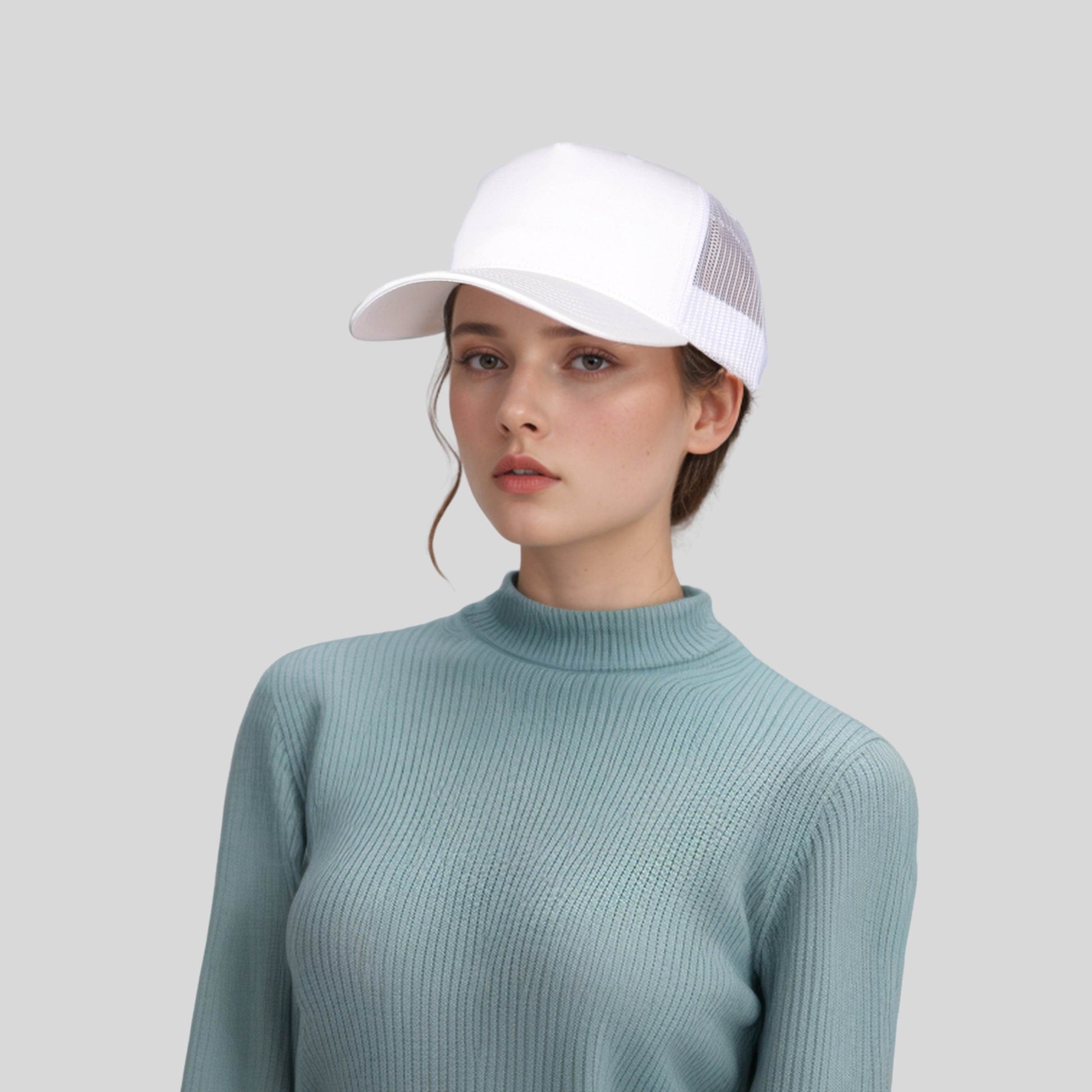 Unisex Half Mesh Cotton Trucker Baseball Cap - hatsXcaps
