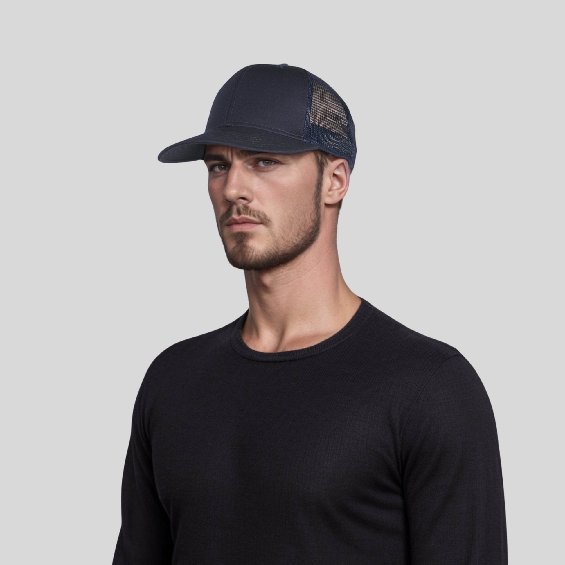 Unisex Half Mesh Cotton Trucker Baseball Cap - hatsXcaps