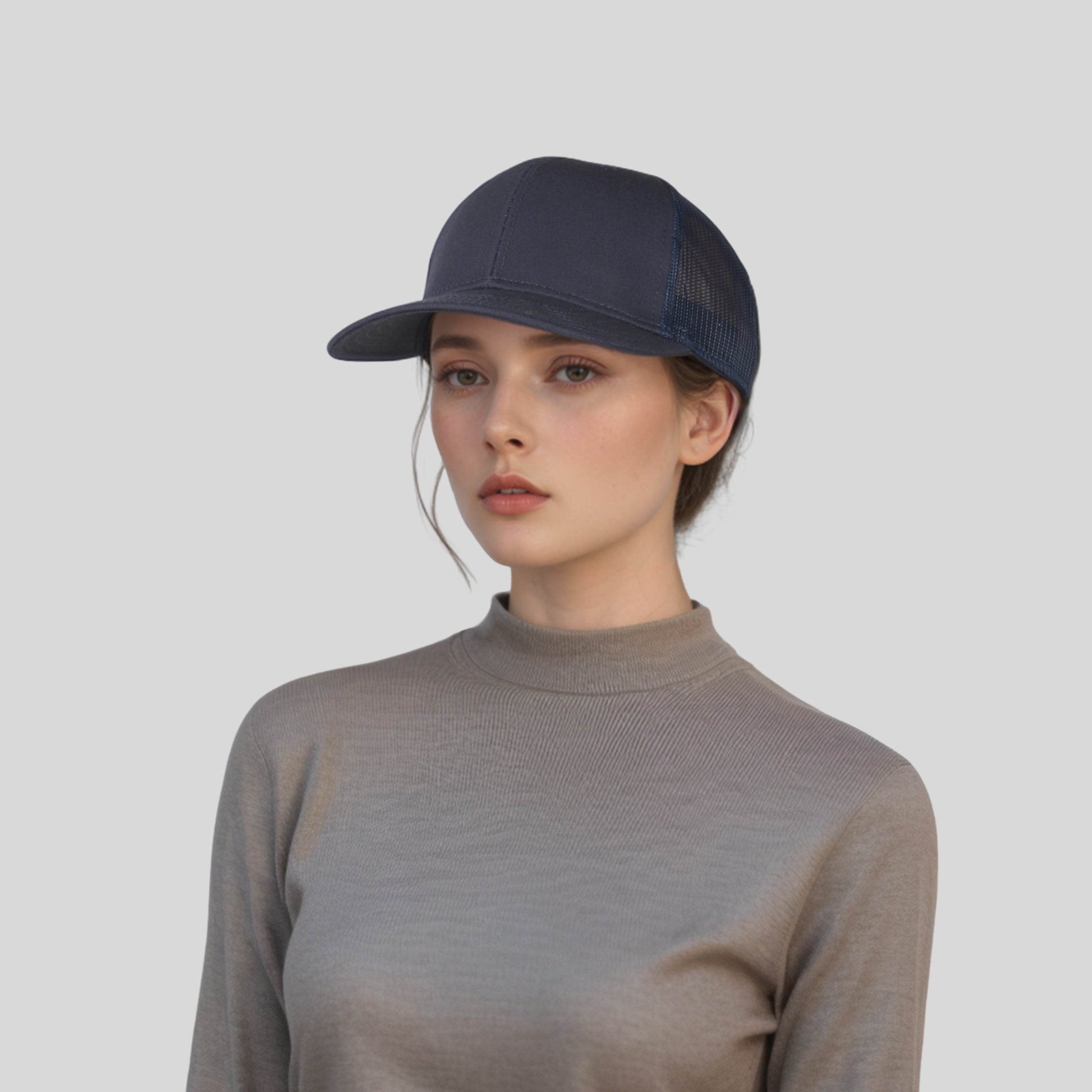 Unisex Half Mesh Cotton Trucker Baseball Cap - hatsXcaps