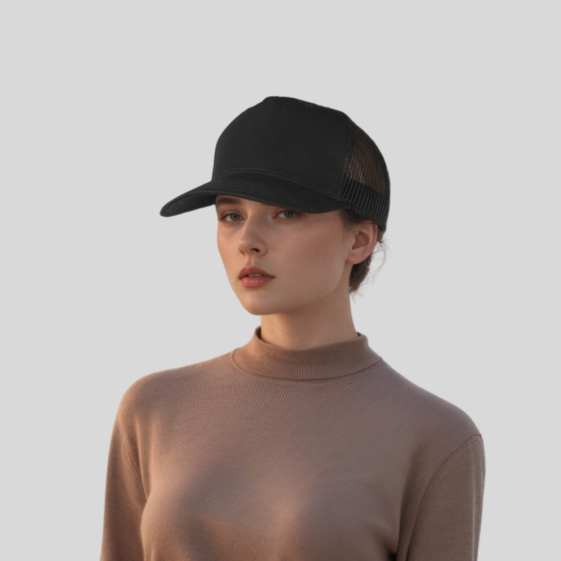 Unisex Half Mesh Cotton Trucker Baseball Cap - hatsXcaps