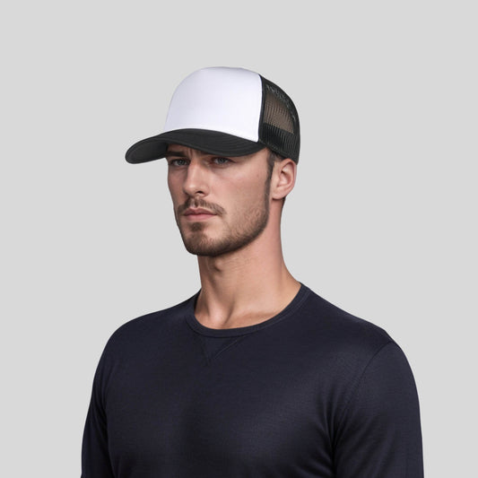 Unisex Half Mesh Foam Trucker Baseball Cap - hatsXcaps