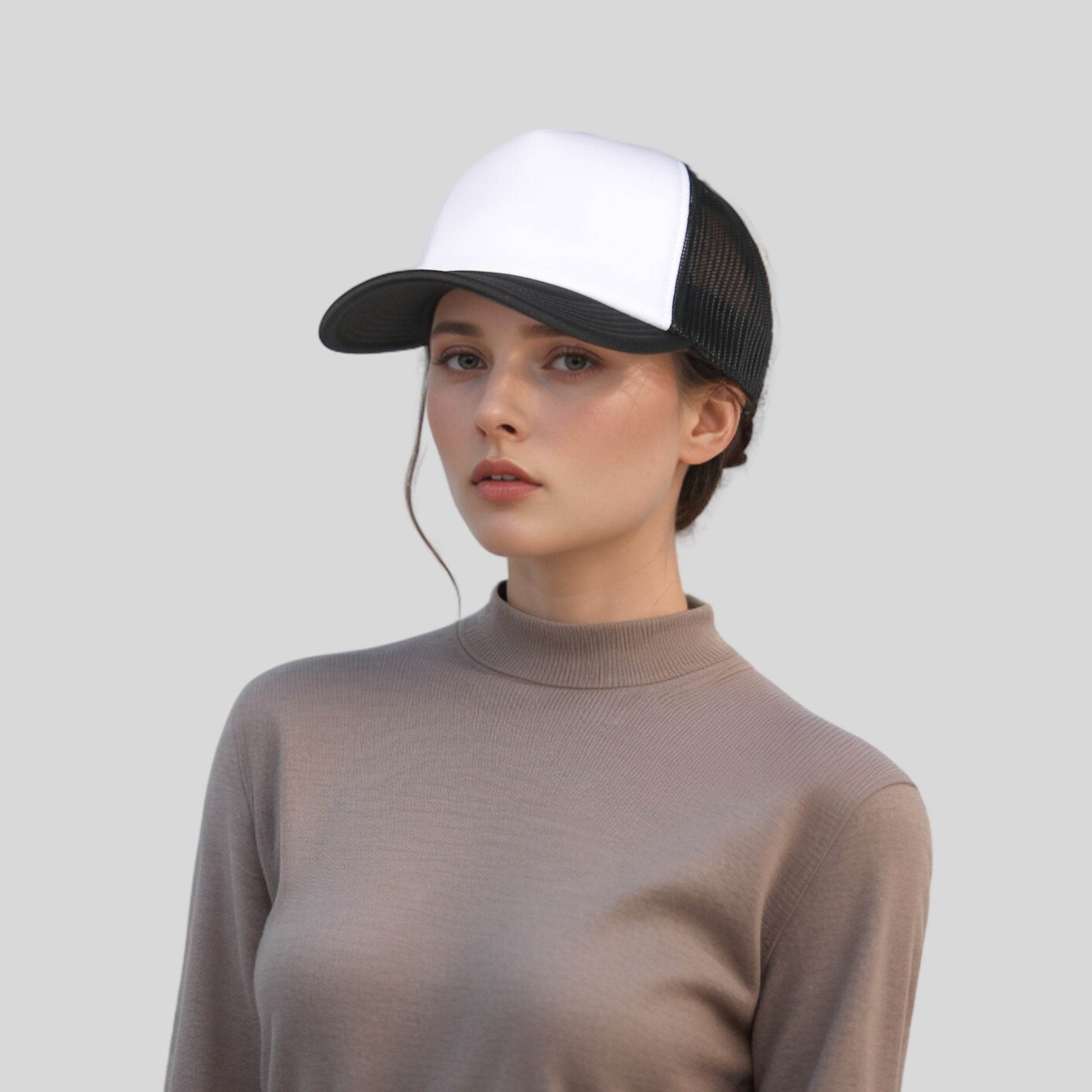 Unisex Half Mesh Foam Trucker Baseball Cap - hatsXcaps