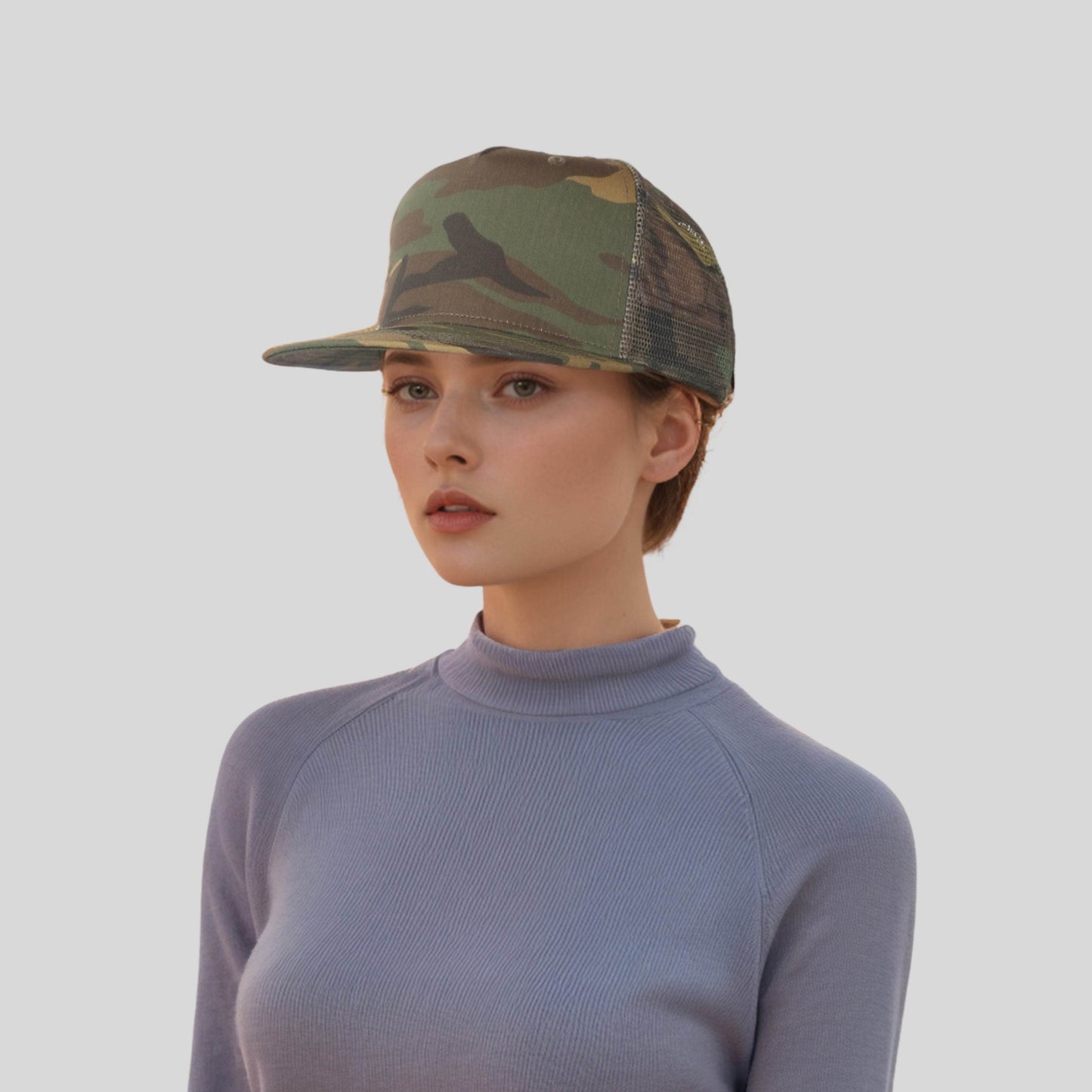 Unisex Half Mesh Cotton Trucker Baseball Cap - hatsXcaps