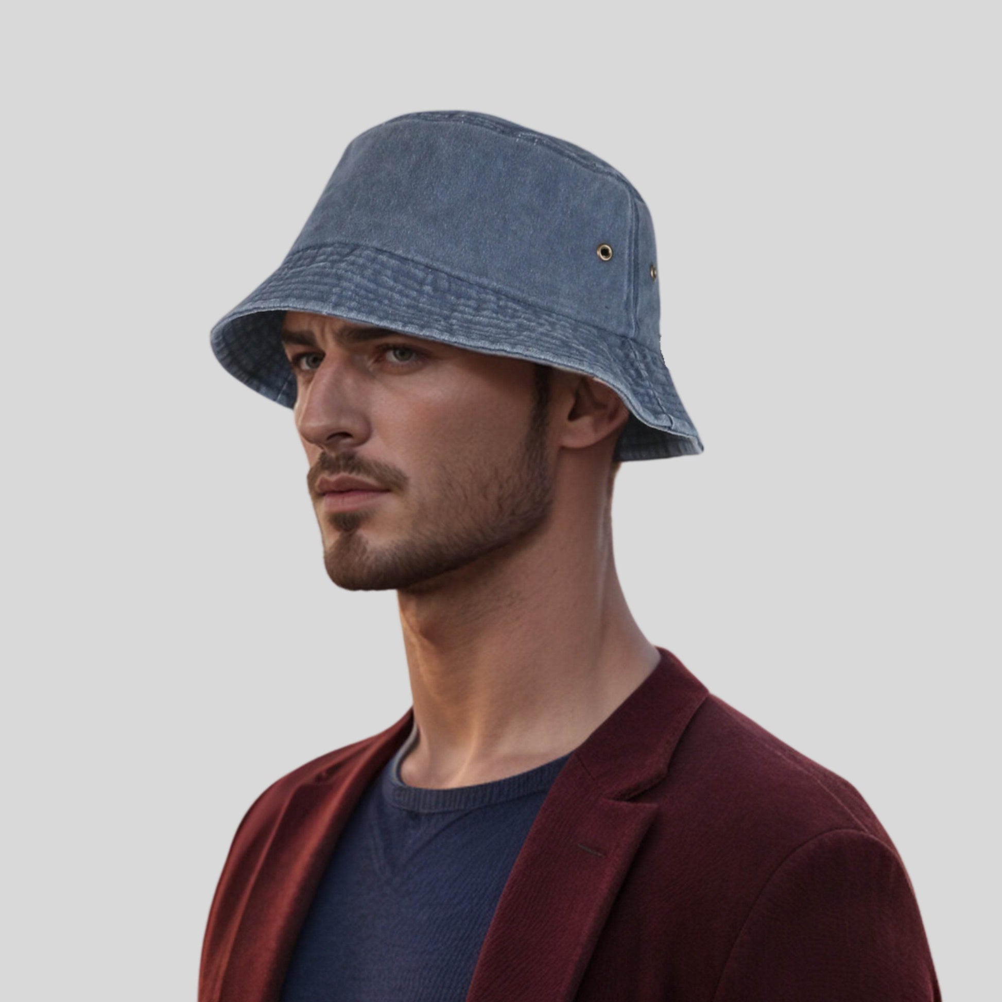 Cotton Fisherman Unisex Denim Bucket Hat - hatsXcaps