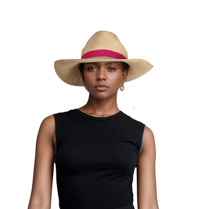 Wide Brim Trilby Fedora Women Panama Straw Sun Hat - hatsXcaps