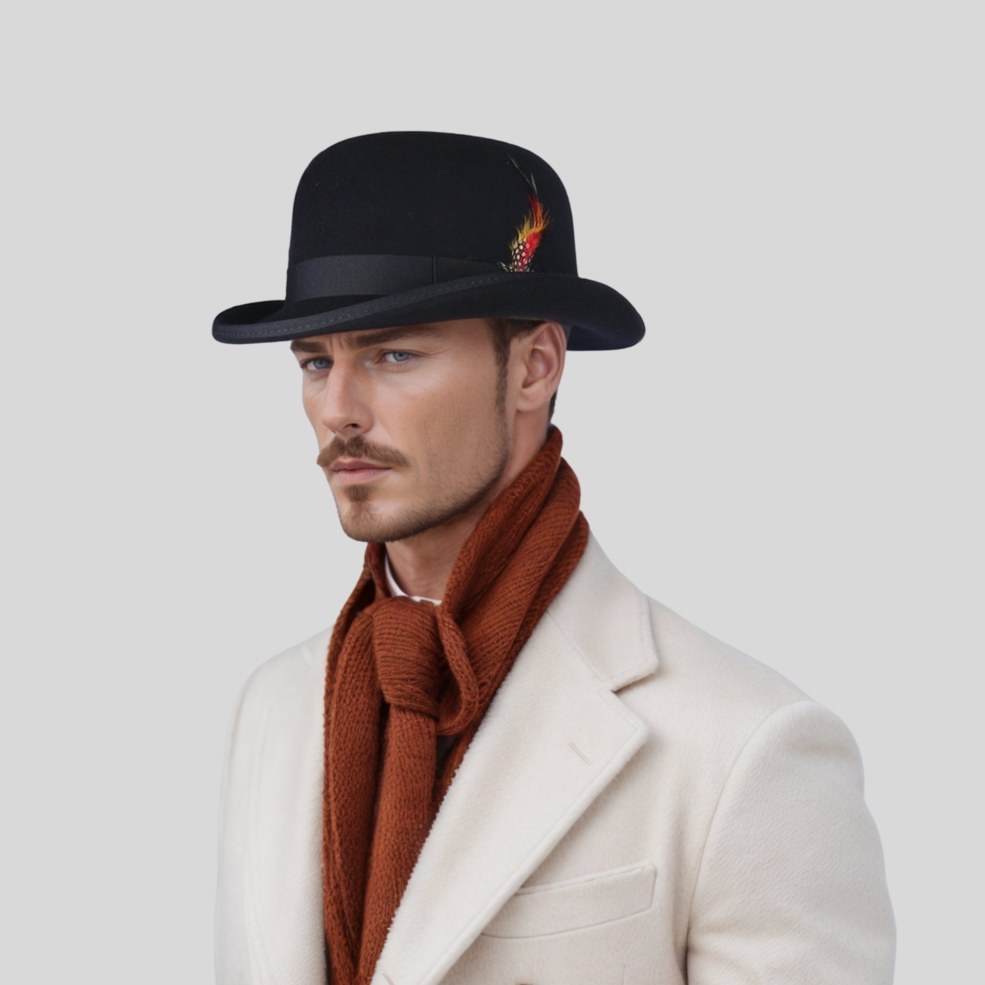 Made from Stiff Wool Felt Bowler Hat for Men - hatsXcaps