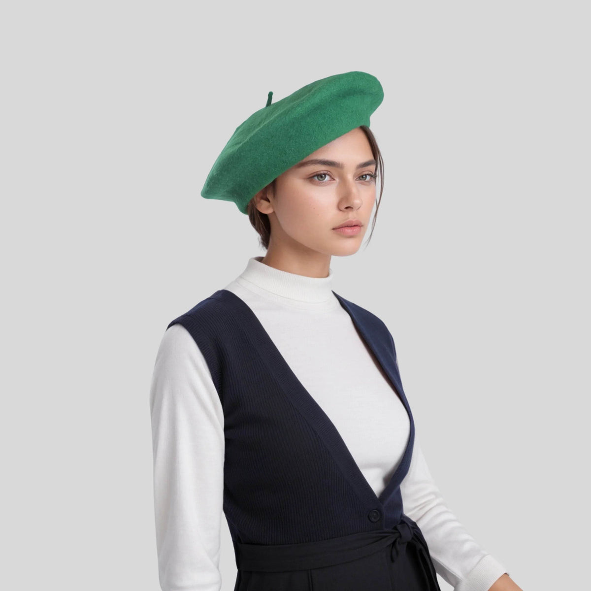 100% Wool Beret Women's Classic Solid Colour French Beret Hat - hatsXcaps