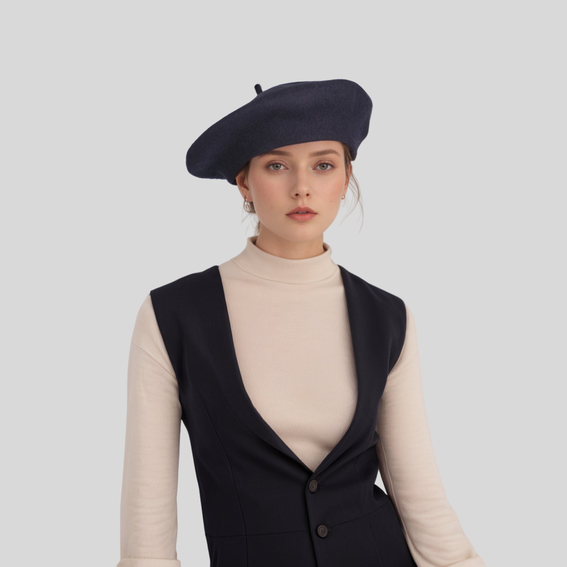 100% Wool Beret Women's Classic Solid Colour French Beret Hat - hatsXcaps