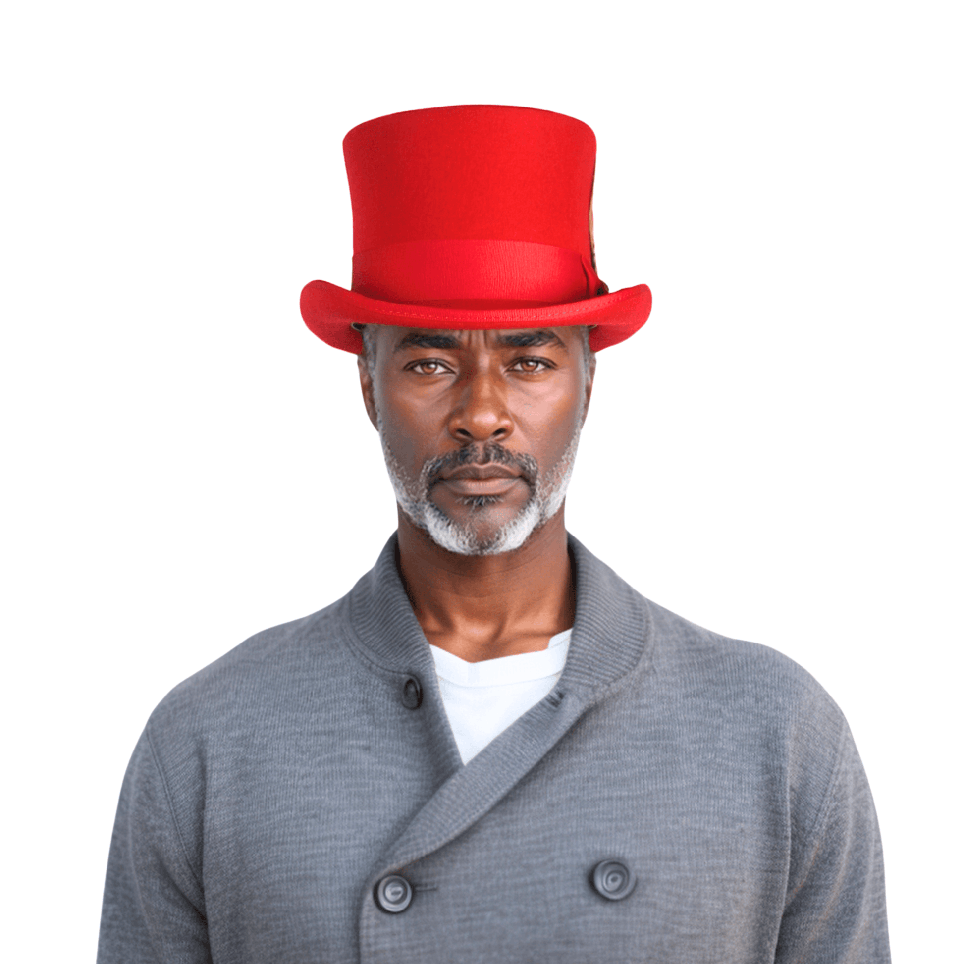 Wool felt Top Hats for Men Removable Feather High Crown - hatsXcaps