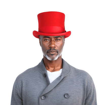 Wool felt Top Hats for Men Removable Feather High Crown - hatsXcaps