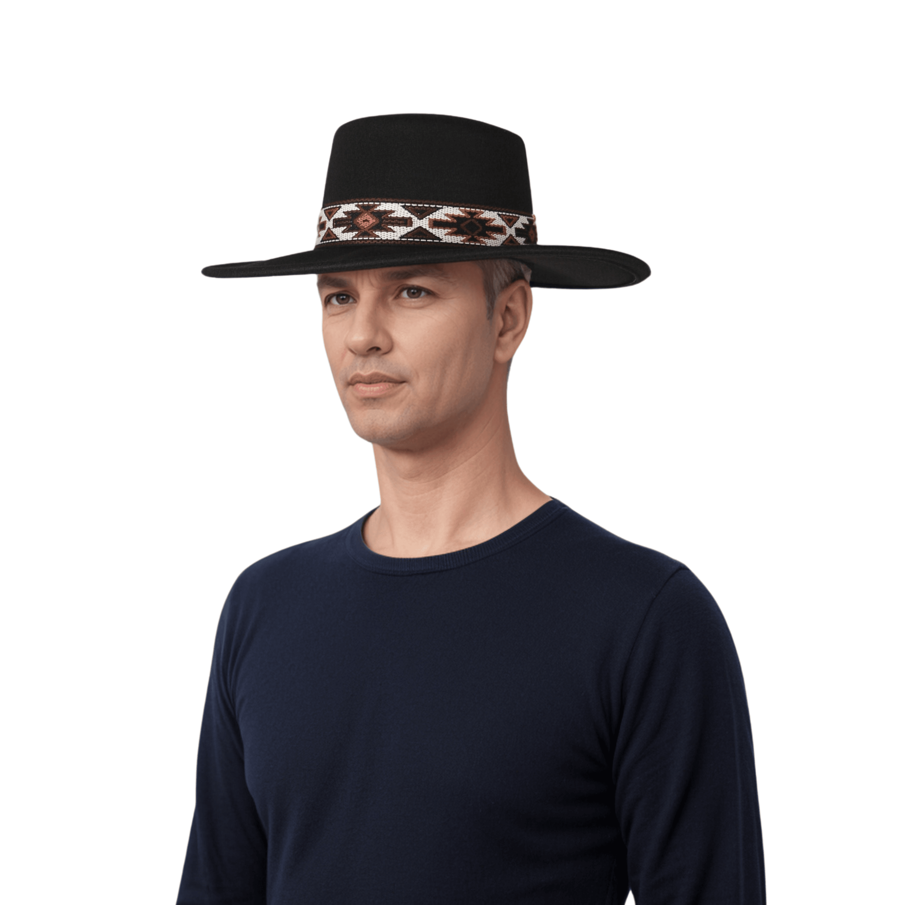 Men’s Vintage Classic Wide Brim Flat Top Hat with Adjustable Fit - hatsXcaps